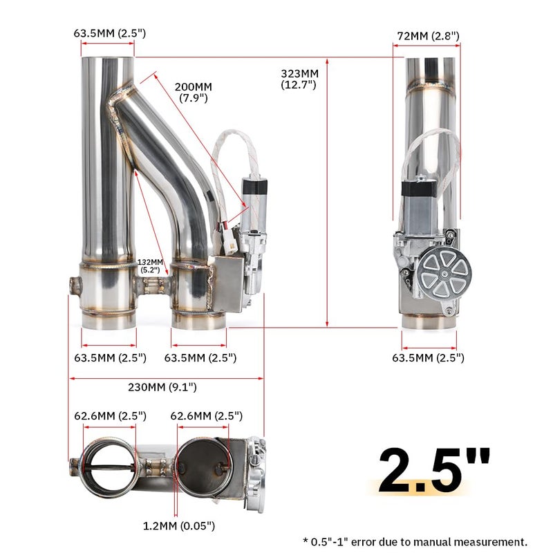 PQY Universal 2.5 Inch Stainless Steel Exhaust Pipe Kit - Image 5